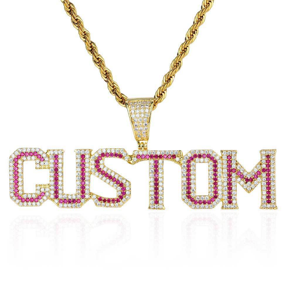 Colorful Zirconia Alphabet Splicing Combination Pendant Necklace
