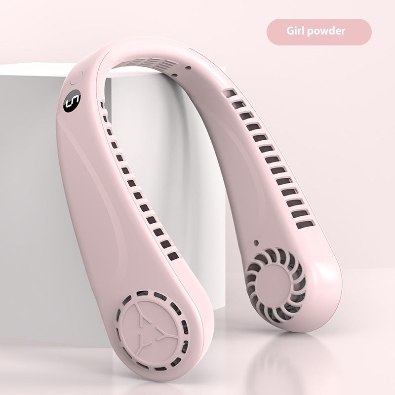 Bladeless Turbine Mini Digital USB Charging Portable Halter Fan