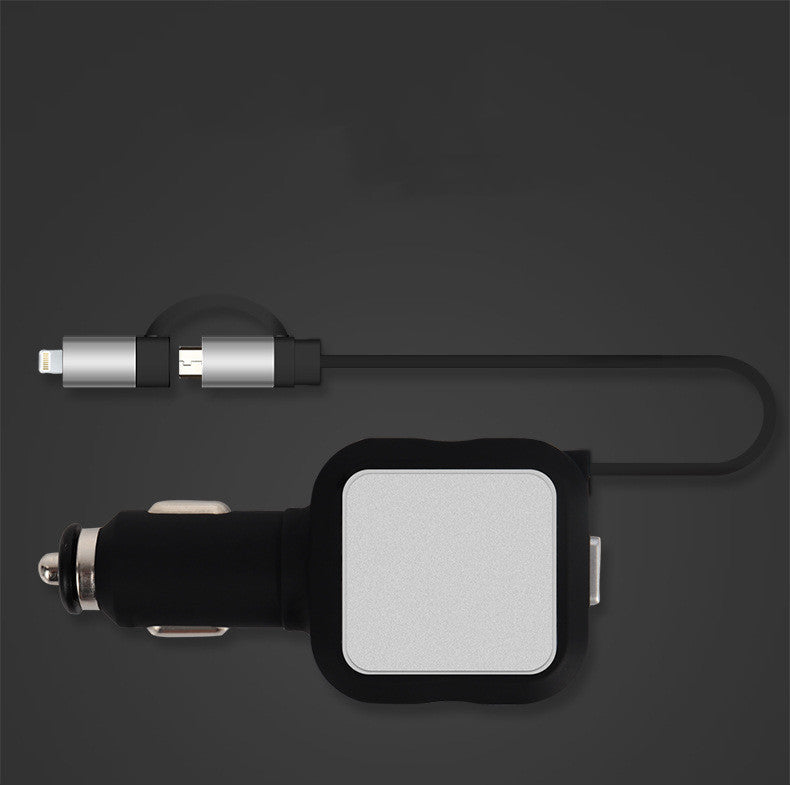 2 in 1 Dual USB Retractable Car Charger