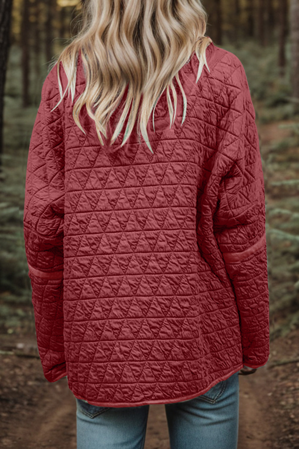 Pocketed Button Up Dropped Shoulder Jacket