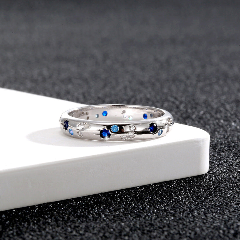 S925 Sterling Silver Bright Starry Ring For Men And Women