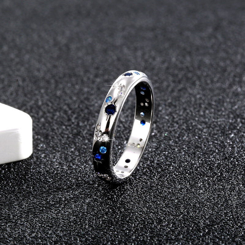 S925 Sterling Silver Bright Starry Ring For Men And Women