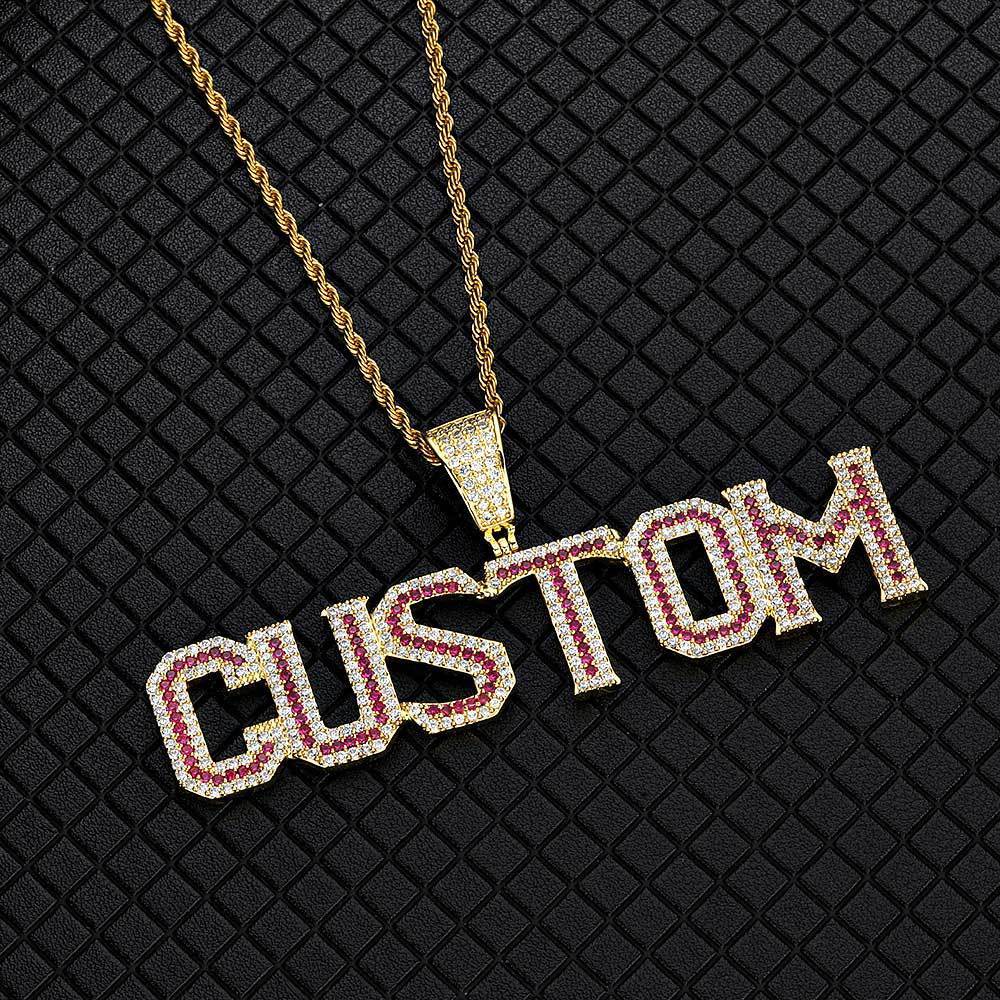 Colorful Zirconia Alphabet Splicing Combination Pendant Necklace
