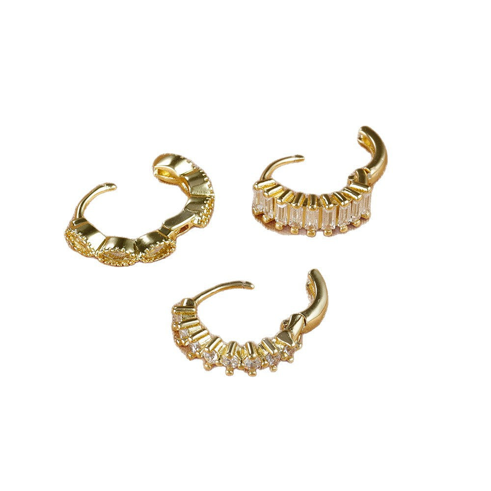 Multi-color Zircon Ear Hoop Set, Popular Fashion Trendy Exquisite Ins-style New Earrings