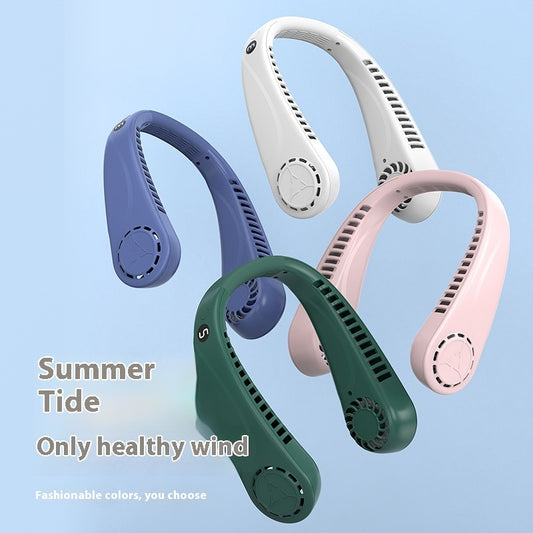 Bladeless Turbine Mini Digital USB Charging Portable Halter Fan