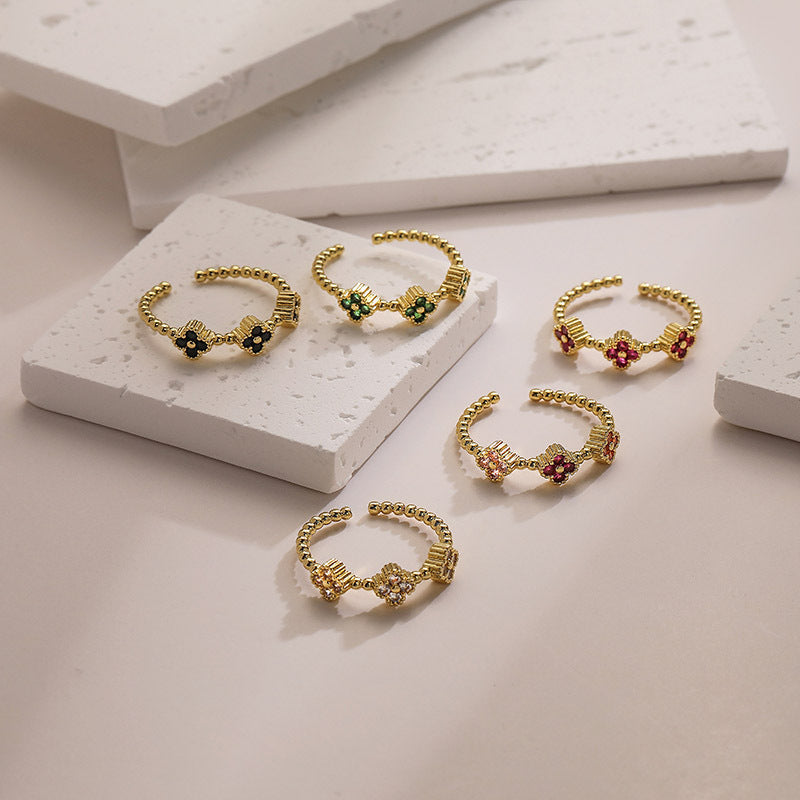 Petal Sweet Four-leaf Clover Ring