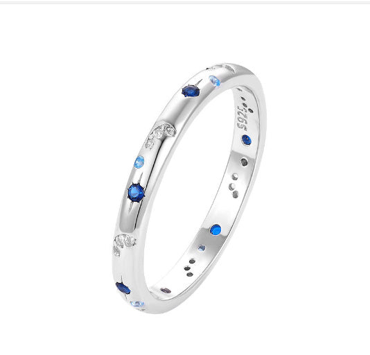 S925 Sterling Silver Bright Starry Ring For Men And Women