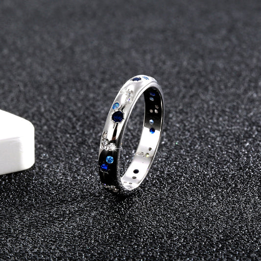 S925 Sterling Silver Bright Starry Ring For Men And Women