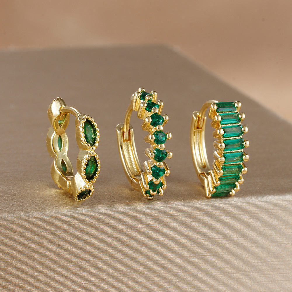 Multi-color Zircon Ear Hoop Set, Popular Fashion Trendy Exquisite Ins-style New Earrings