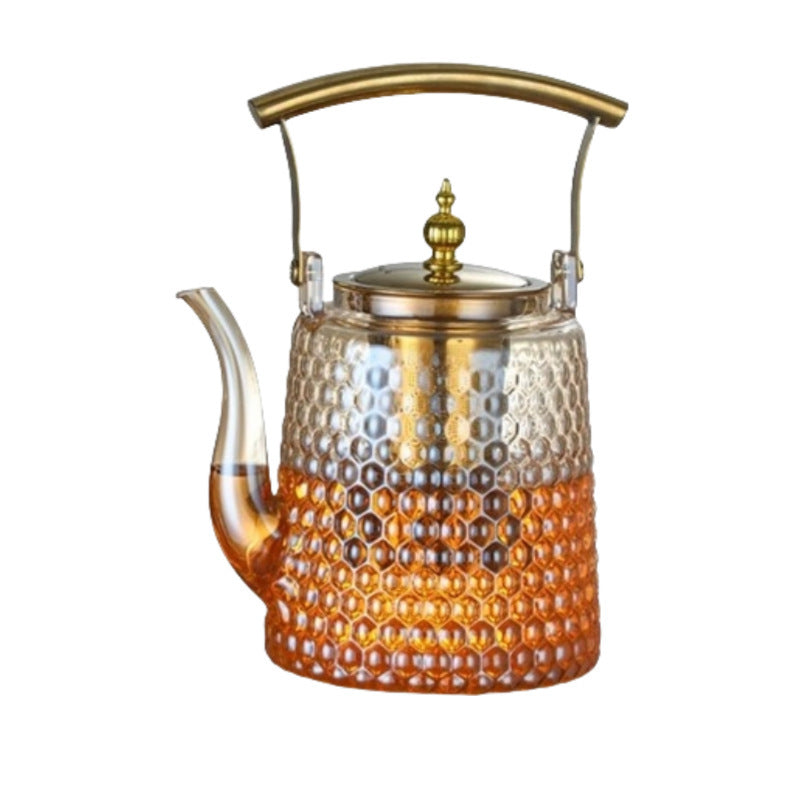 High-borosilicate Glass Teapot With Hammered Texture And Large Capacity