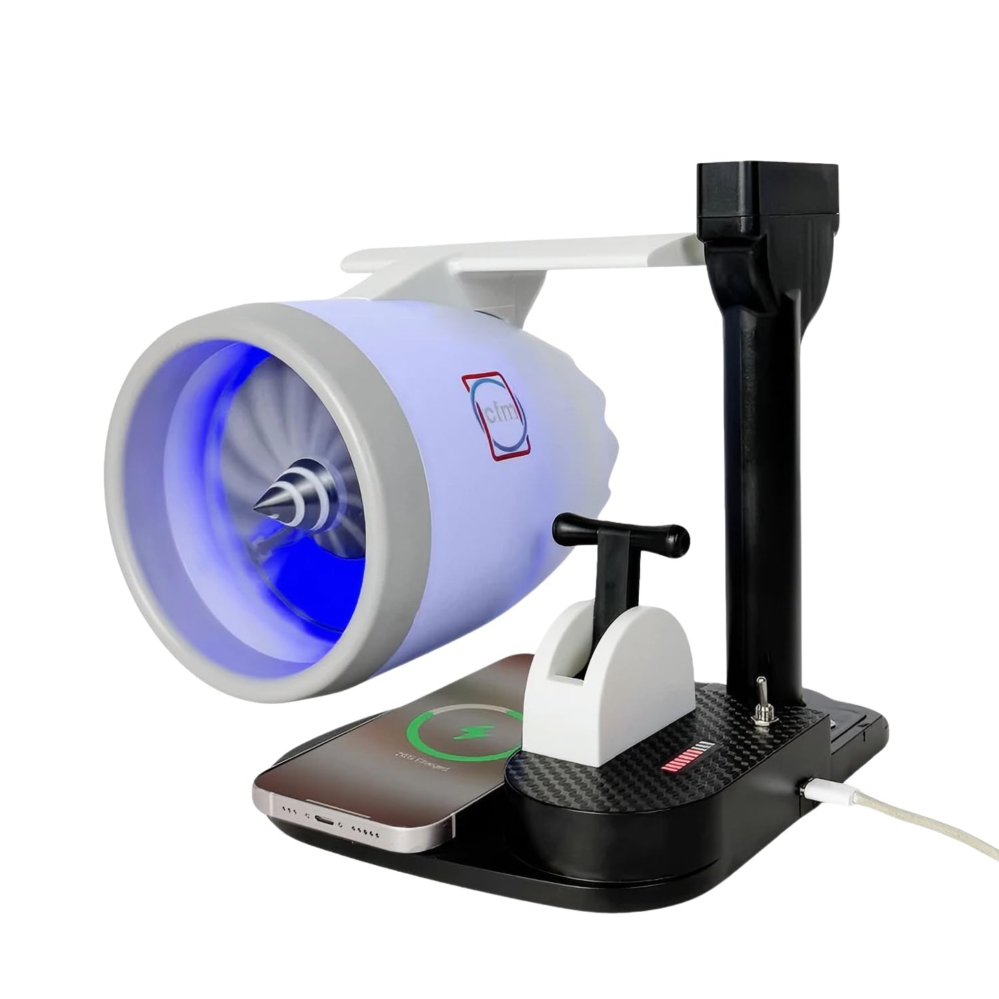 New Desktop Jet Engine Model with Humidifier and Colorful Lights – Creative Aviation-Inspired Tech Decor Gift (Blue)