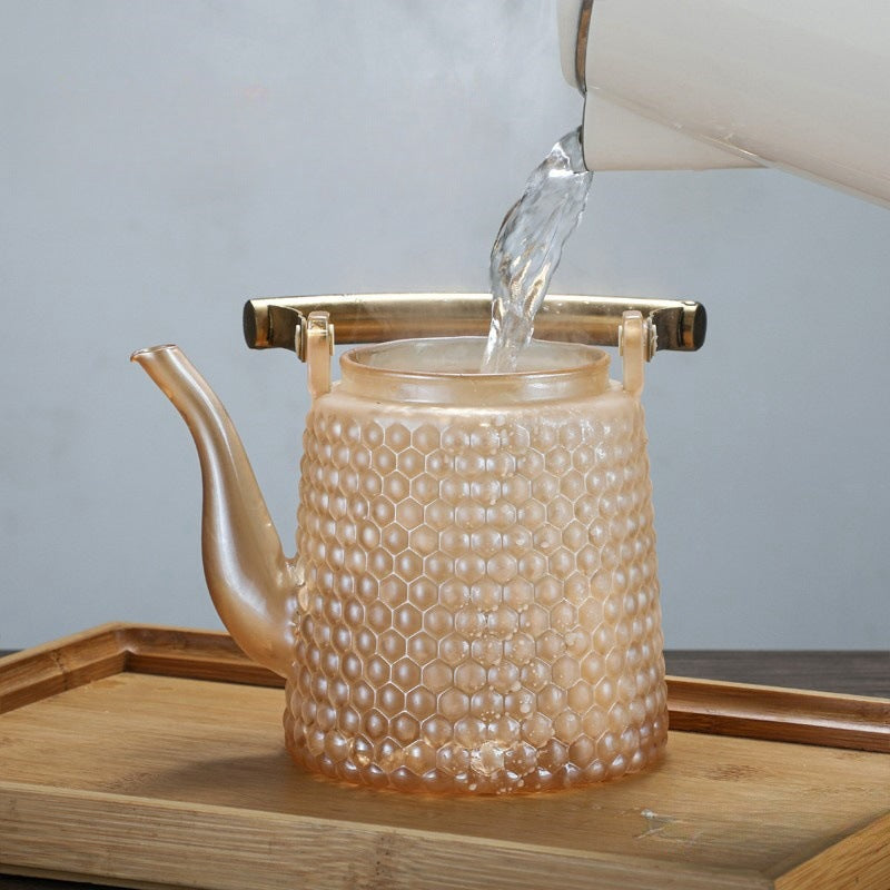 High-borosilicate Glass Teapot With Hammered Texture And Large Capacity