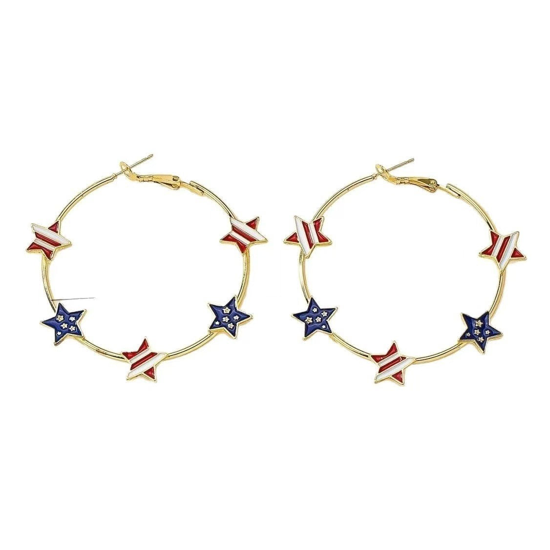 Independence Day Five-Pointed Star Dripping Oil Earrings