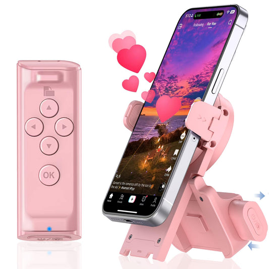 MILOUZ Remote Control Scrolling for Tiktok with Phone Stand,Page Turner for Kindle App E-Book,Bluetooth Camera Shutter Remote for iPhone, Android,iOS,iPad,Tablet