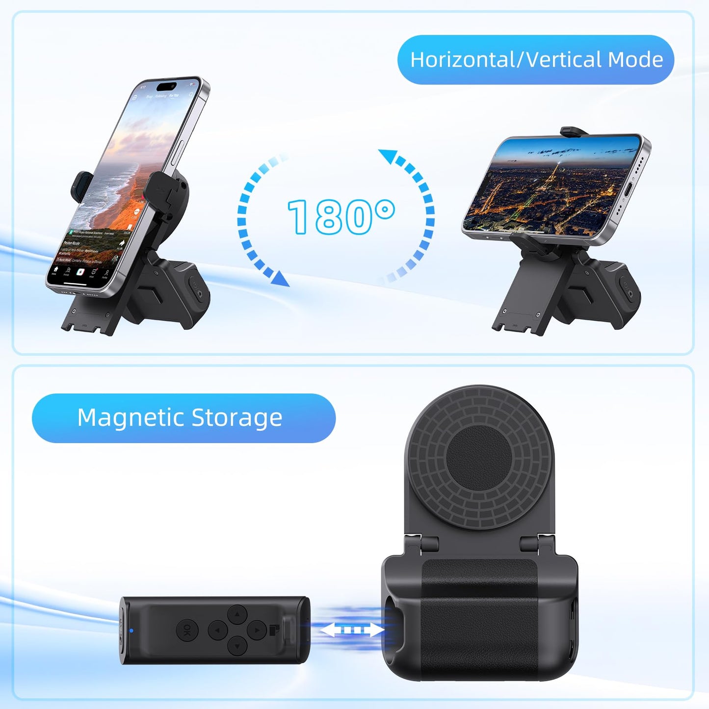 MILOUZ Remote Control Scrolling for Tiktok with Phone Stand,Page Turner for Kindle App E-Book,Bluetooth Camera Shutter Remote for iPhone, Android,iOS,iPad,Tablet
