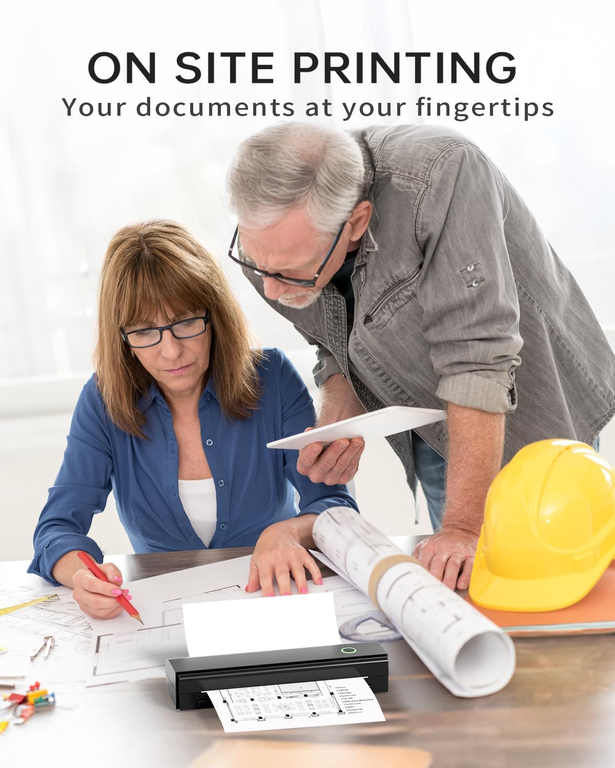 Portable Printers Wireless for Travel, N80 Wireless Thermal Printer Bluetooth Inkless Printer Support 8.5" X 11" US Letter & A4 Size, Compatible with iOS, Android, Laptop for Office, Home, Car, Black