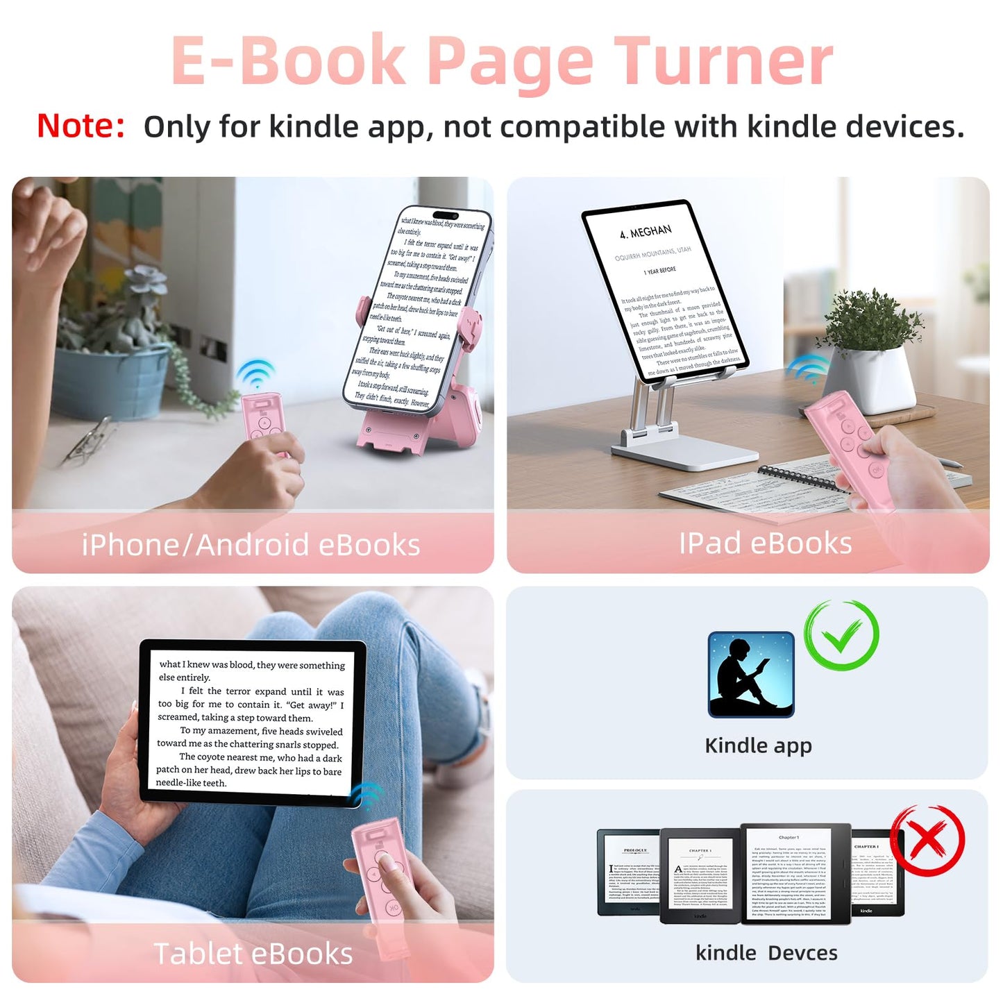 MILOUZ Remote Control Scrolling for Tiktok with Phone Stand,Page Turner for Kindle App E-Book,Bluetooth Camera Shutter Remote for iPhone, Android,iOS,iPad,Tablet