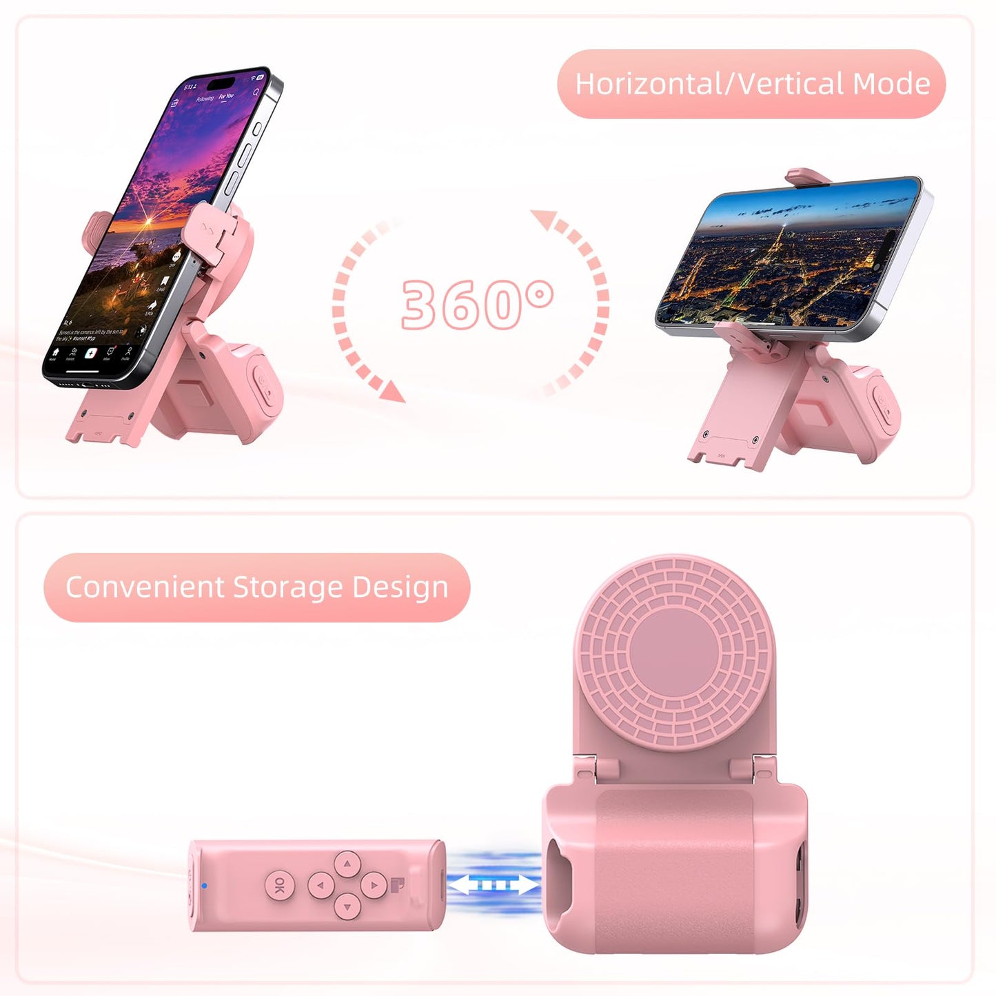 MILOUZ Remote Control Scrolling for Tiktok with Phone Stand,Page Turner for Kindle App E-Book,Bluetooth Camera Shutter Remote for iPhone, Android,iOS,iPad,Tablet