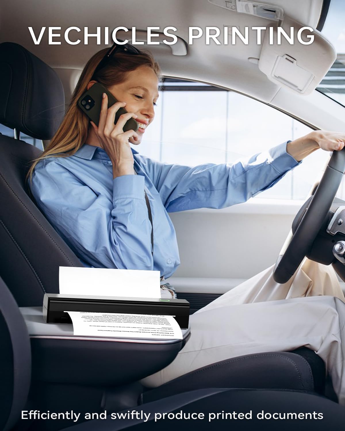 Portable Printers Wireless for Travel, N80 Wireless Thermal Printer Bluetooth Inkless Printer Support 8.5" X 11" US Letter & A4 Size, Compatible with iOS, Android, Laptop for Office, Home, Car, Black