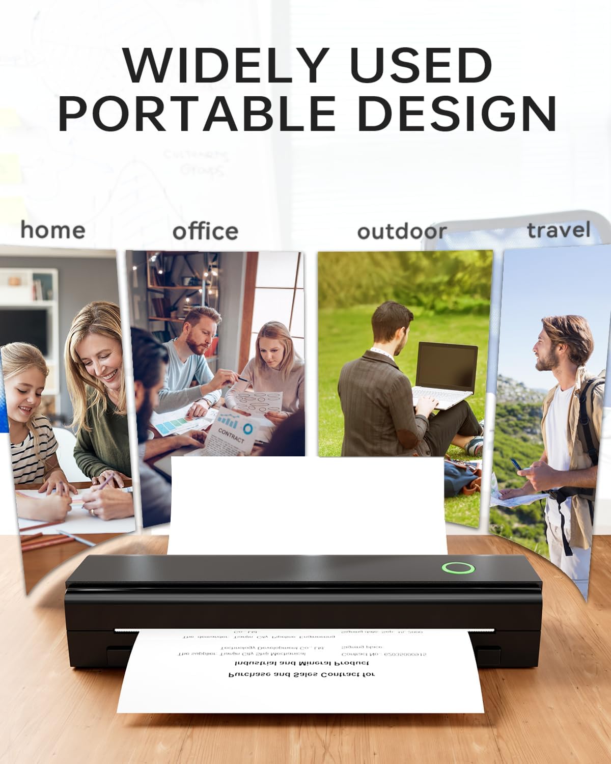 Portable Printers Wireless for Travel, N80 Wireless Thermal Printer Bluetooth Inkless Printer Support 8.5" X 11" US Letter & A4 Size, Compatible with iOS, Android, Laptop for Office, Home, Car, Black