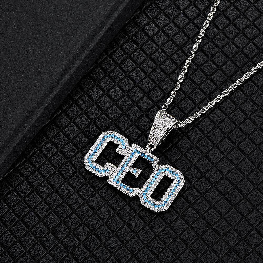 Colorful Zirconia Alphabet Splicing Combination Pendant Necklace
