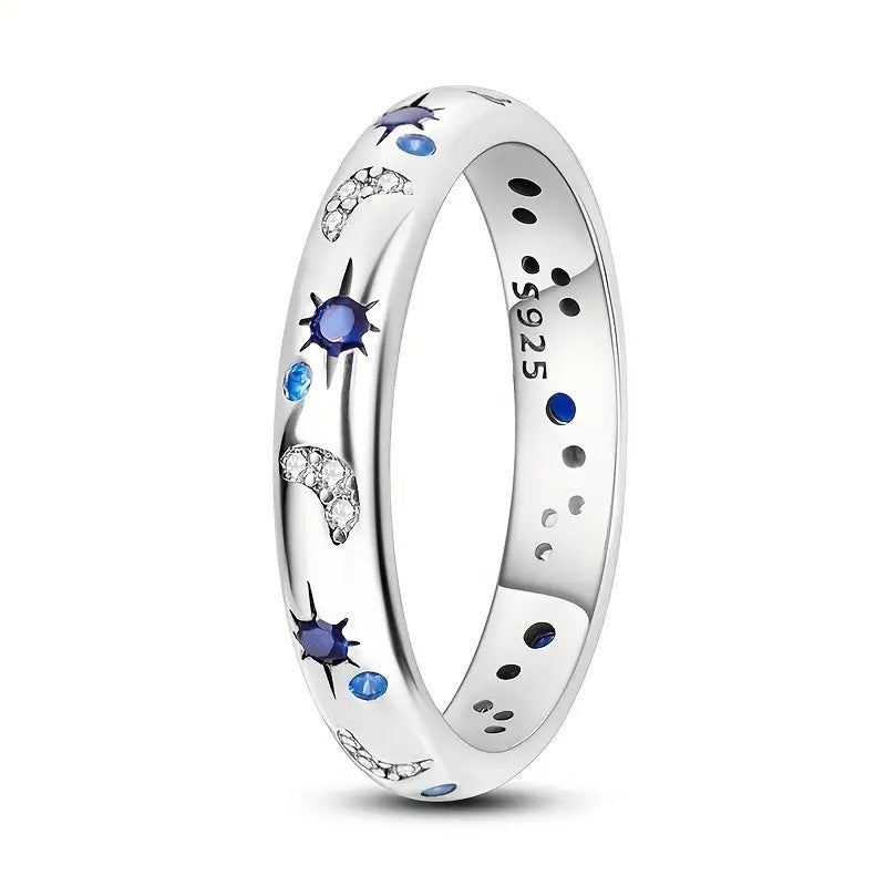 S925 Sterling Silver Bright Starry Ring For Men And Women