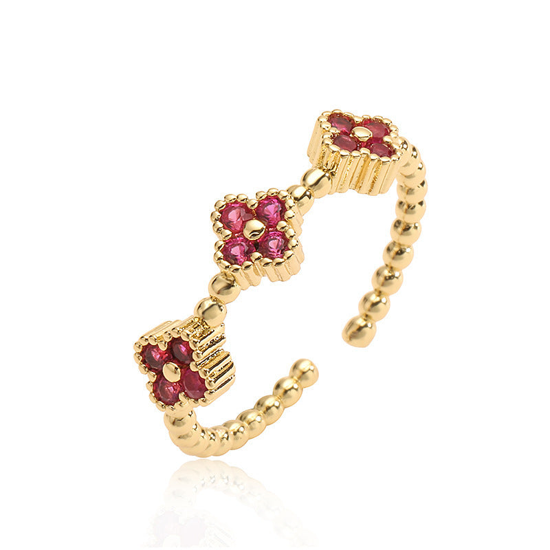 Petal Sweet Four-leaf Clover Ring