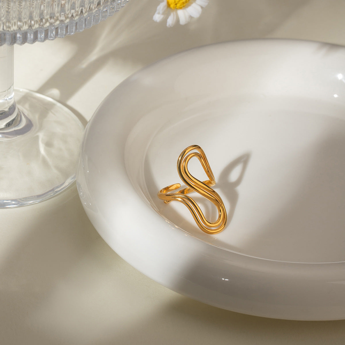 Design Sense Minority Simple 18K Gold Stainless Steel Double Layer