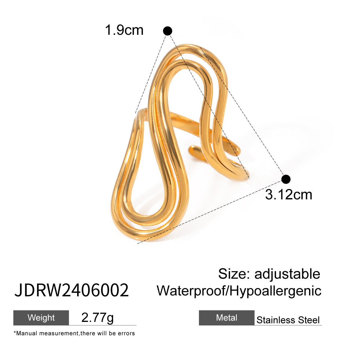 Design Sense Minority Simple 18K Gold Stainless Steel Double Layer