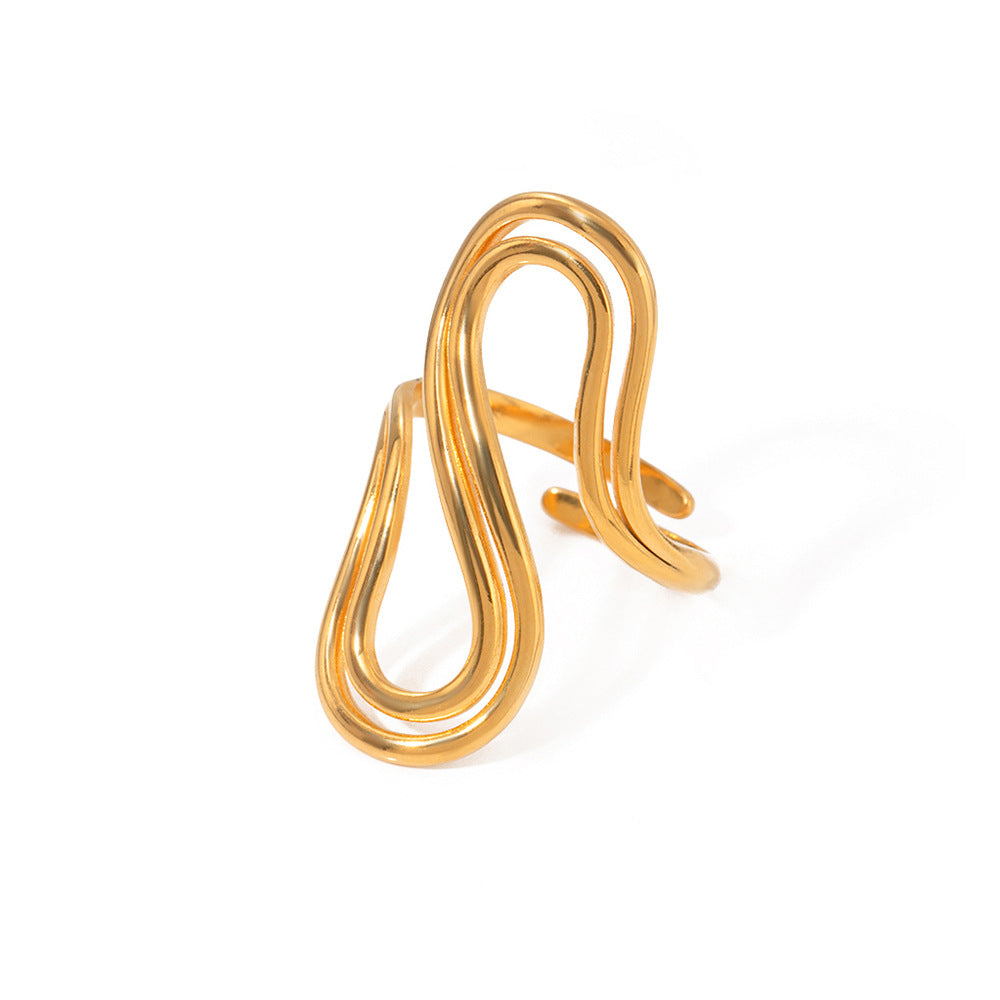 Design Sense Minority Simple 18K Gold Stainless Steel Double Layer