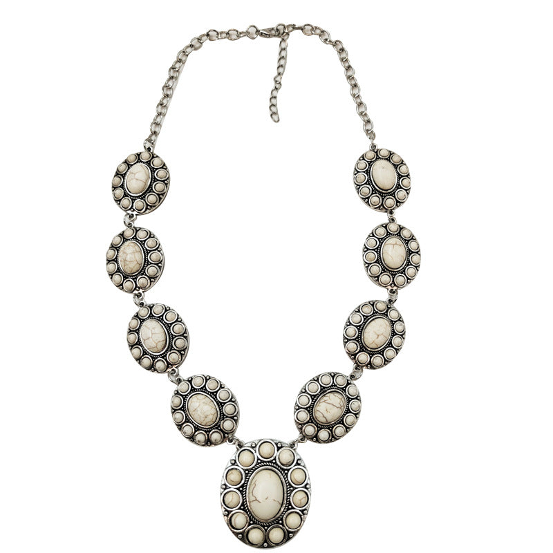 European And American SUNFLOWER Turquoise Necklace Vintage Bohemian Ethnic Style
