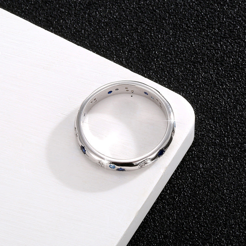 S925 Sterling Silver Bright Starry Ring For Men And Women