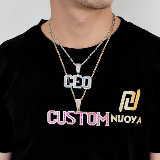Colorful Zirconia Alphabet Splicing Combination Pendant Necklace