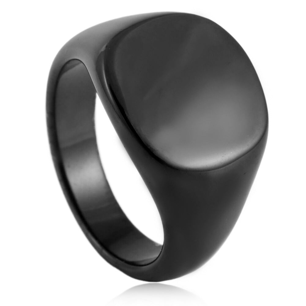 European And American Style Minimalist Titanium Steel Smooth Seal Ring