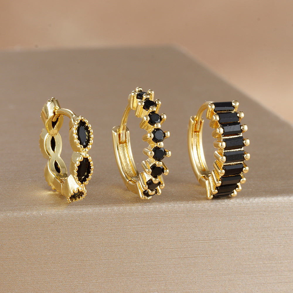 Multi-color Zircon Ear Hoop Set, Popular Fashion Trendy Exquisite Ins-style New Earrings