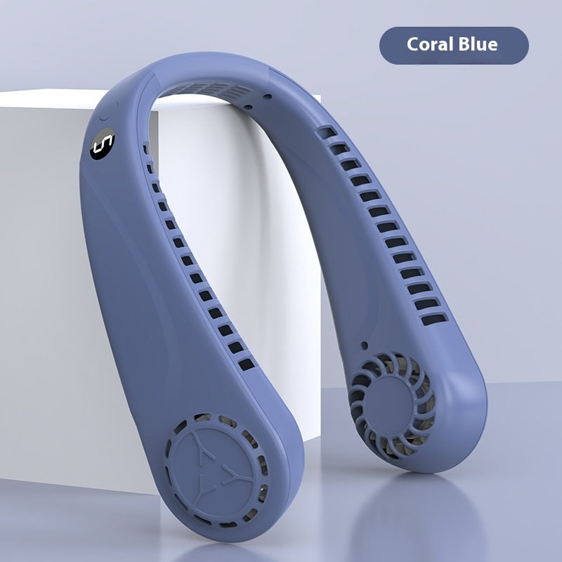 Bladeless Turbine Mini Digital USB Charging Portable Halter Fan
