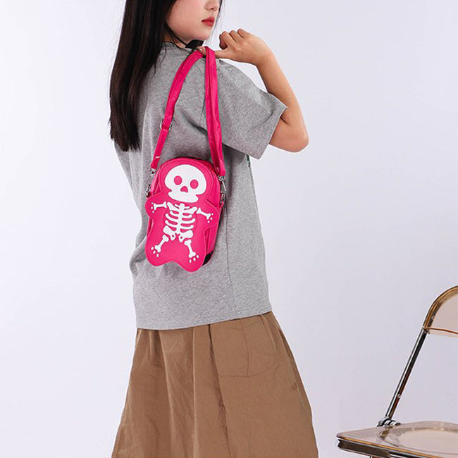 Halloween Skull Shoulder Bag Y2K Fashion Funny Cute Messenger Crossbody Bags Women Small Phone Bag