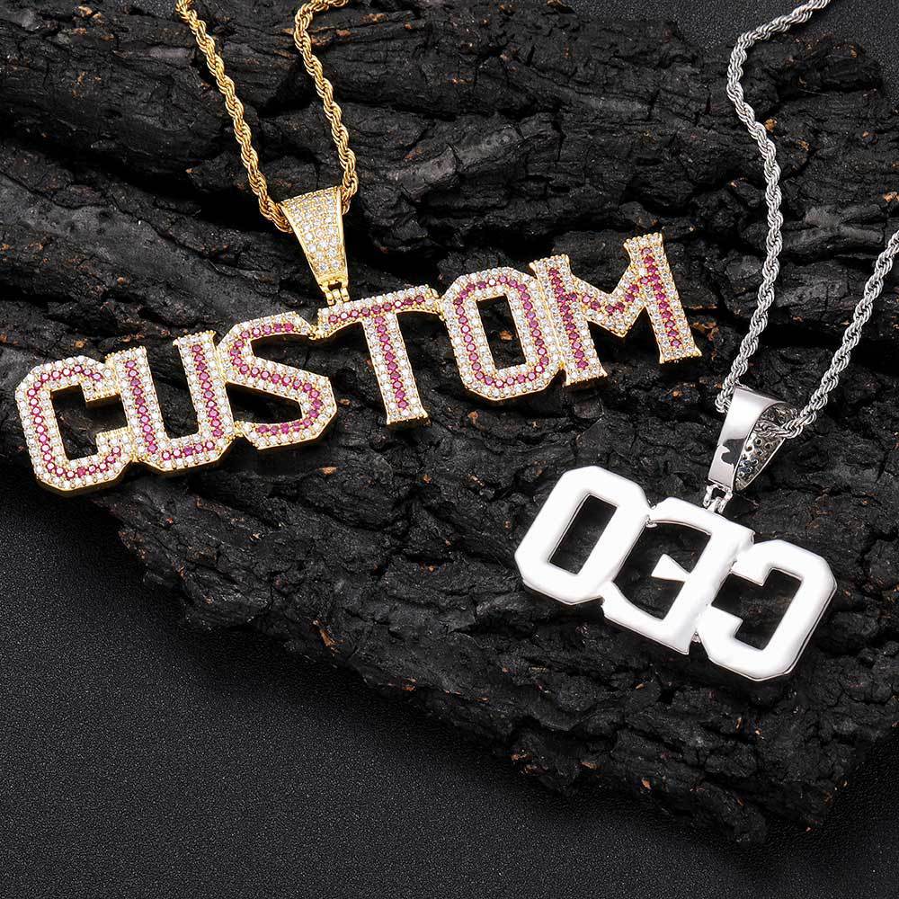 Colorful Zirconia Alphabet Splicing Combination Pendant Necklace