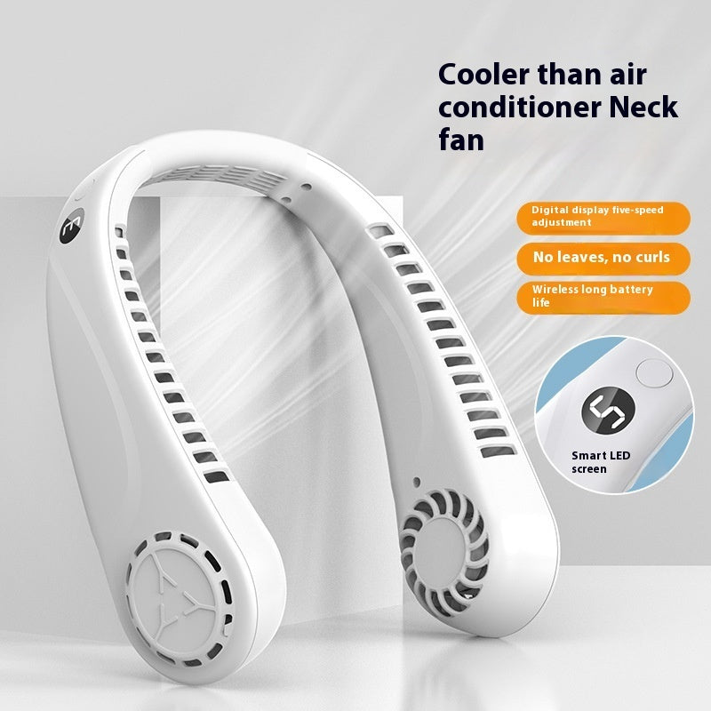 Bladeless Turbine Mini Digital USB Charging Portable Halter Fan