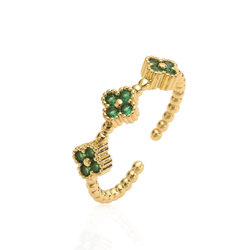 Petal Sweet Four-leaf Clover Ring